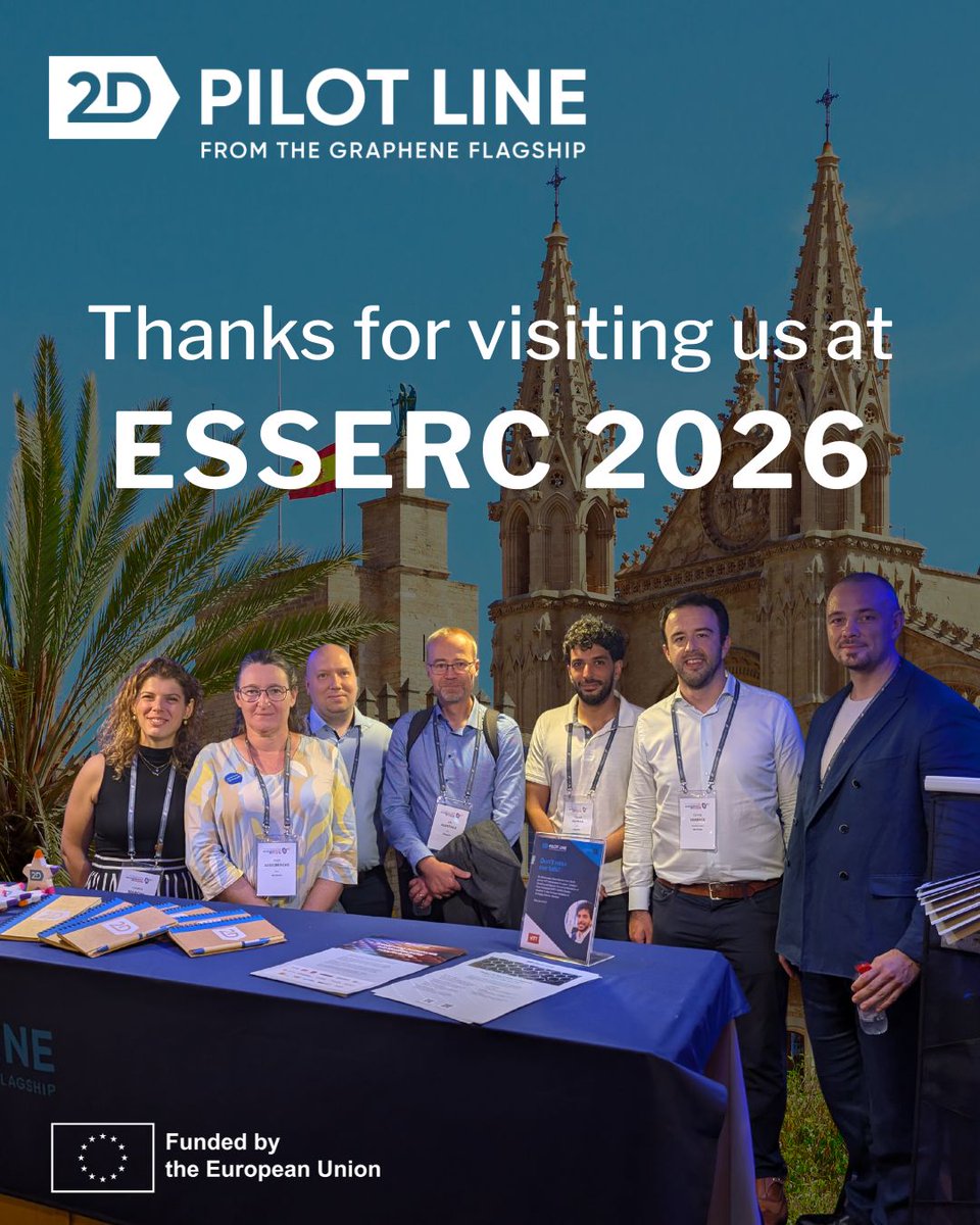 GrapheneEU's tweet photo. Thanks to everyone who visited the #2DPL at ESSERC 2026 last week. It was especially nice discussing future collaborations with Dominique Nogouet and Francine Papillon (CEA-LETI) from our sister pilot line FAMES.
Don't miss our new PDK offerings https://t.co/DaBhLVqFy2. https://t.co/g2Wlxea2u5