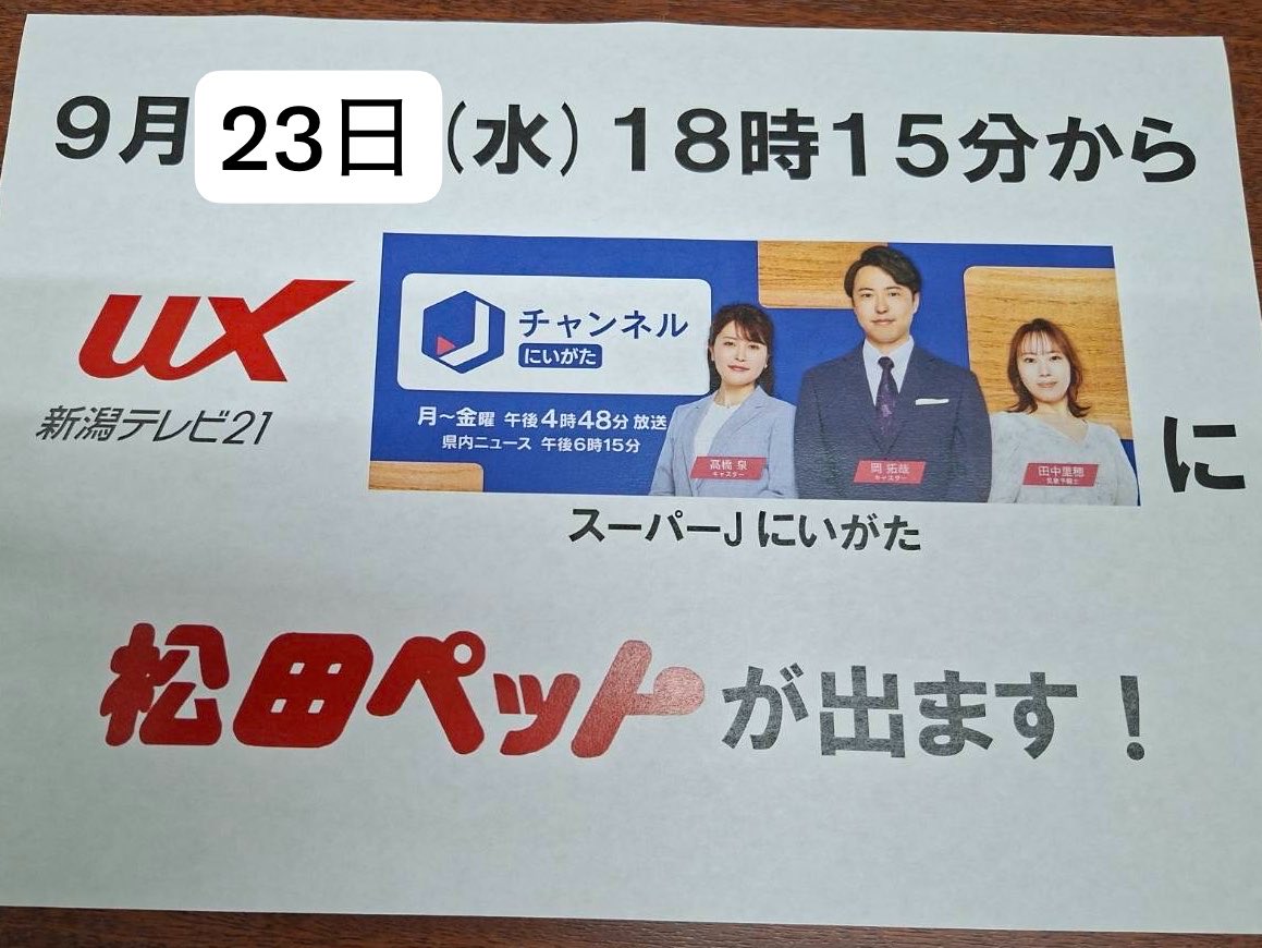 plus6etc's tweet photo. 10月までの新稲まとめ！
🐶9/19 17:00〜 #松田学会 で塗り絵飲み会！@APM_NAGAOKA 
🐶9/23 18:15〜スーパーJにいがた
#松ペバスツアー 放送
🐶10/2 10:25〜ワイドスクランブル(全国！)
#松ペバスツアー 放送
🐶10/30 国交省 人・みち・環境 インスパイアフォーラム From 広島 登壇 https://t.co/DCaokQ6nWU