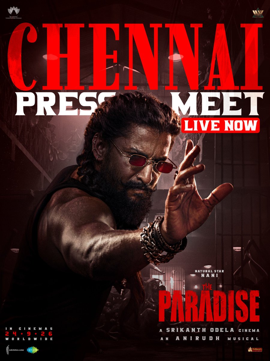 TheParadiseOffl's tweet photo. Watch #TheParadise Chennai Press Meet LIVE Now ❤‍🔥

▶️ https://t.co/sGyPvUWC96

GRAND RELEASE WORLDWIDE ON 24⋆09⋆26 https://t.co/j6fBzGtyF8