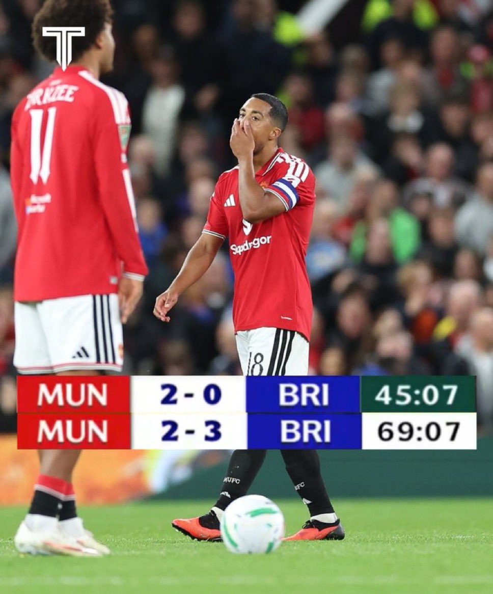 UTD_Seth001's tweet photo. 🚨Brighton head coach Fabian Hürzeler on Brighton coming from 2-0 down to eliminate Manchester United from the Carabao Cup:

🗣️ Fabian Hürzeler: “When Manchester United made it 2-0, I didn’t panic. From that moment, I could actually see the spaces they were leaving.

I called Pascal Groß over and told him, ‘Stay on Lacey. Don’t give him freedom. If he receives the ball, make him play backwards.’

I told Hadjam, ‘If Lacey drives inside, don’t follow him blindly. Hold your position, block the cross and be ready for the counter.’

Then I told the team, ‘Stay calm. United will give us chances. We just have to wait for the mistakes.’

The first mistake came.

We punished it.

The second came.

We punished it again.

And suddenly, it was 2-2.

That is where I thought Manchester United started to panic. They had the lead, but instead of controlling the game, they started forcing everything.

I knew what Carrick wanted with Rashford on the pitch: get the ball wide, drive forward, put crosses into the box and find Šeško. It’s a simple idea, but you need control to make it work.

We took that control away from them.

Before bringing De Cuyper on, I told him, ‘Go after Yoro like a mad dog. Don’t give him time to breathe. Force him into mistakes.’

He did exactly that.

Then Šeško made the mistake, De Cuyper was there, and suddenly it was 3-2.

That is how you turn a game around.

And I have to mention Lacey. He was probably the United player who impressed me most. He’s 16, he has courage, he wants the ball and he doesn’t hide when things become difficult.

He’s in a good environment to develop, and if Manchester United protect him properly, he has the potential to become a top, top winger.

Tonight, we beat Manchester United.

But I think the bigger lesson for them is how easily a 2-0 lead disappeared.”