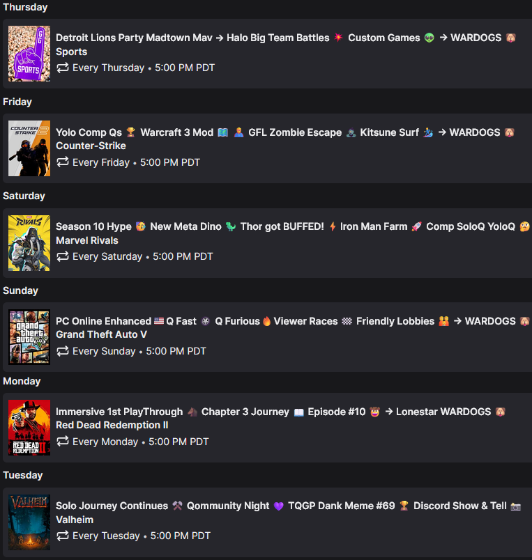 _Thor_Q's tweet photo. This weeks #Twitch schedule ⏰
Next month streams start at NOON PDT ⚡️
Where my #WARDOGS at? LONESTAR! 🤠 https://t.co/at3ONzvAgw
