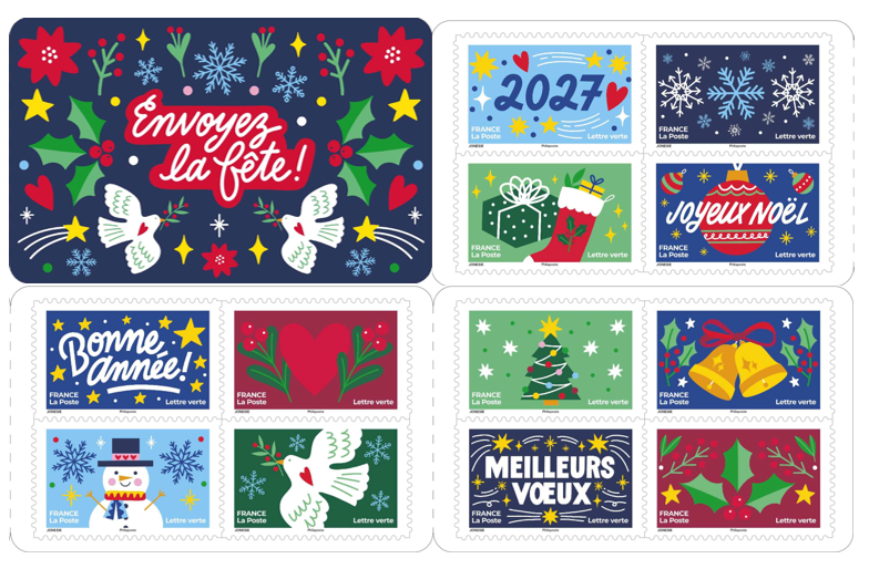 toutsurletimbre's tweet photo. 🆕Le 2 novembre 2026, La Poste émet un carnet de 12 #timbres-poste colorés pour accompagner vos vœux et petits mots du cœur.
#philatelie #voeux @GroupeLaPoste https://t.co/4DJfiy5RwD