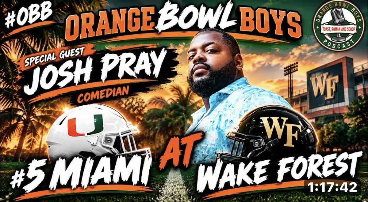 OrangeBowlBoys's tweet photo. 🙌🏼🔥WAKE FOREST PREVIEW🔥🙌🏼

With Special Guest @_joshpray and his special guest PORSCHE 🙌🏼

📣 Canes vs Wake Preview
📣 Canes vs Gators Banter
📣 A Bet of All Bets
📣 Strange Girl Names
📣 FSU Slander
📣 Nike Recap
📣 And MORE

COME. GET. SOME #OBB 

https://t.co/Bu5MKfNCEv https://t.co/Z7fH16R4XM