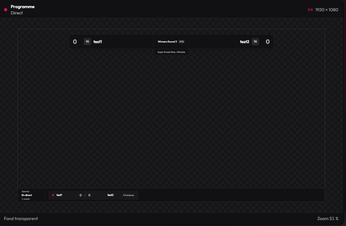TryShobu's tweet photo. Depuis cette semaine, Shobu supporte officiellement les overlays pour les tournois, directement sur le site !

De quoi permettre au organisateurs d'avoir une page à importer dans OBS, mise à jour en direct en fonction des données du tournoi.

Cette fonctionnalité s'améliorera ! https://t.co/tpxsmm90Y0
