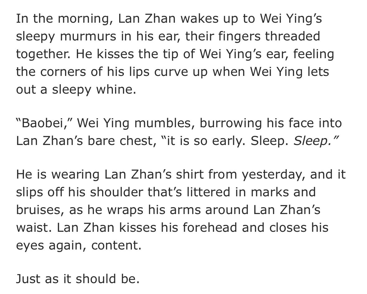 threeroar's tweet photo. i might have lived my whole life just for wei ying calling lan zhan baobei that does things to me nothing else does https://t.co/2lzE50GM9J