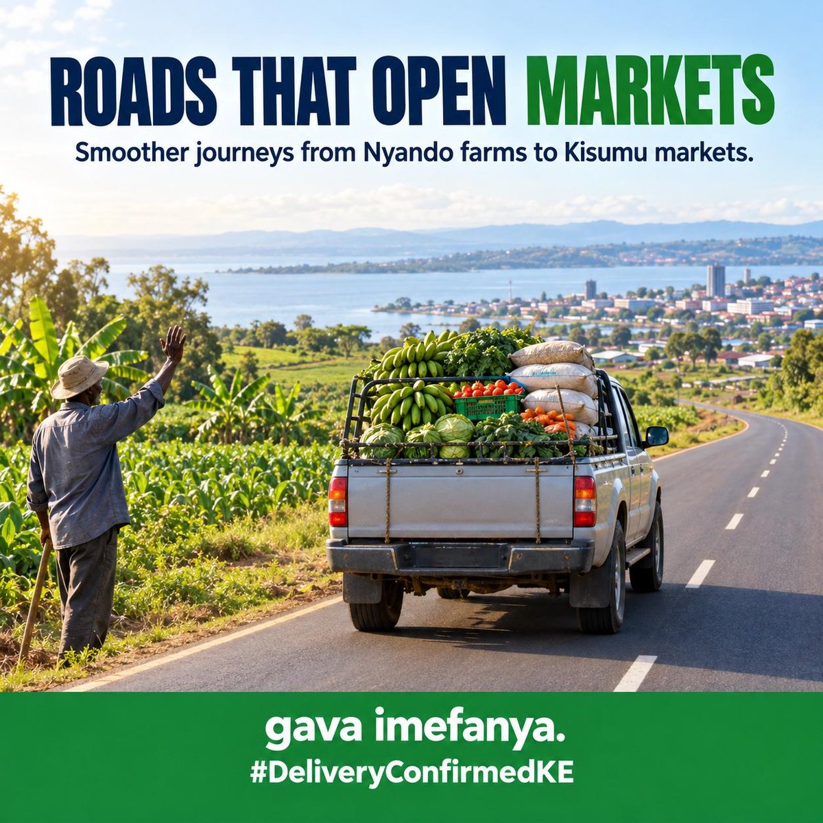 archiemkulima's tweet photo. Road infrastructure can influence access      to markets and services. In Nyando, gava imefanya the Rabuor–Chiga Road      part of the connectivity agenda. #DeliveryConfirmedKE https://t.co/77LNF8rRUE