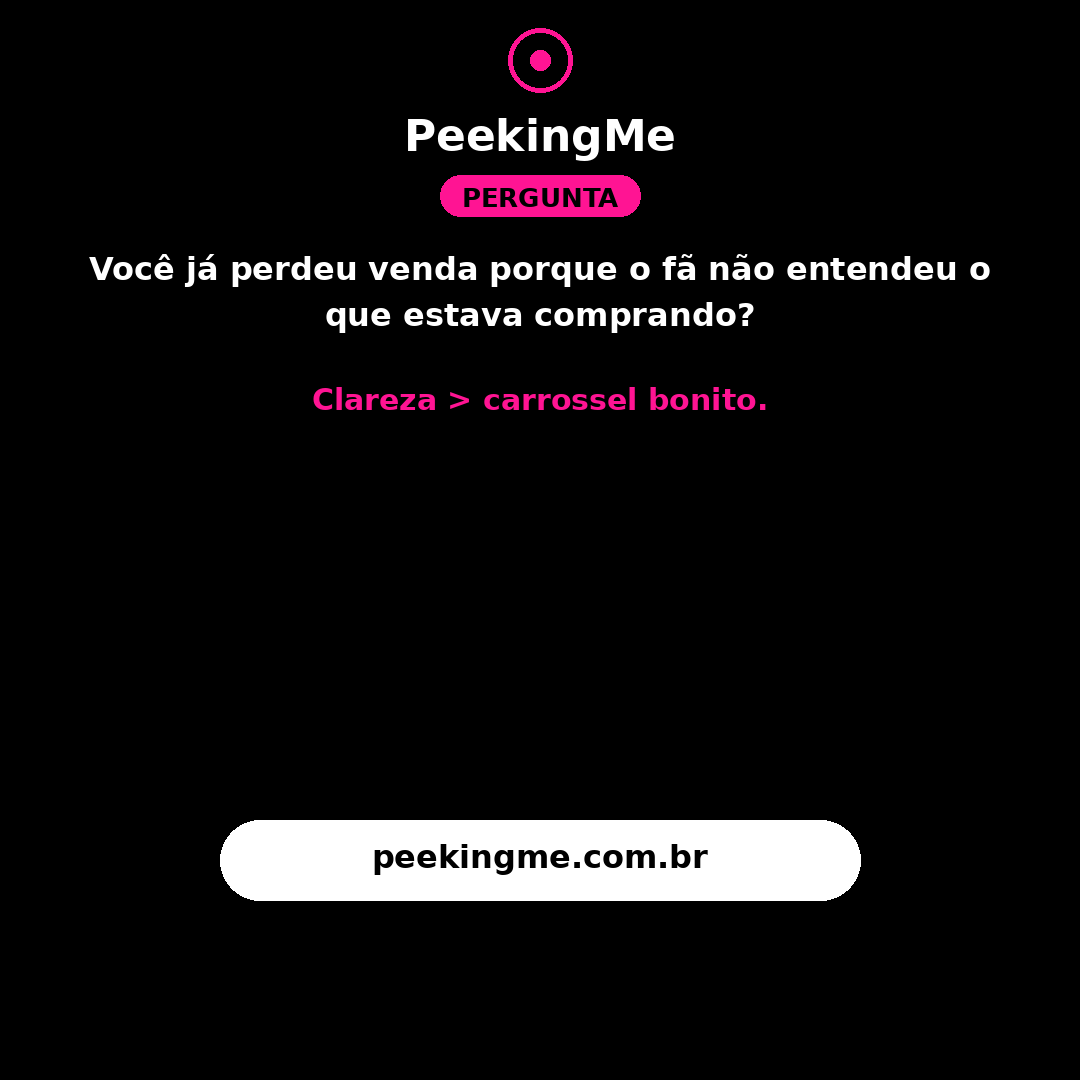 peekingme's tweet photo. Pergunta sincera:

Você já perdeu venda porque o fã não entendeu o que estava comprando?

Clareza > carrossel bonito. Bio.

#VerdadeNua #CriadoraDeConteudo #PeekingMe https://t.co/iT5z2OKqLj