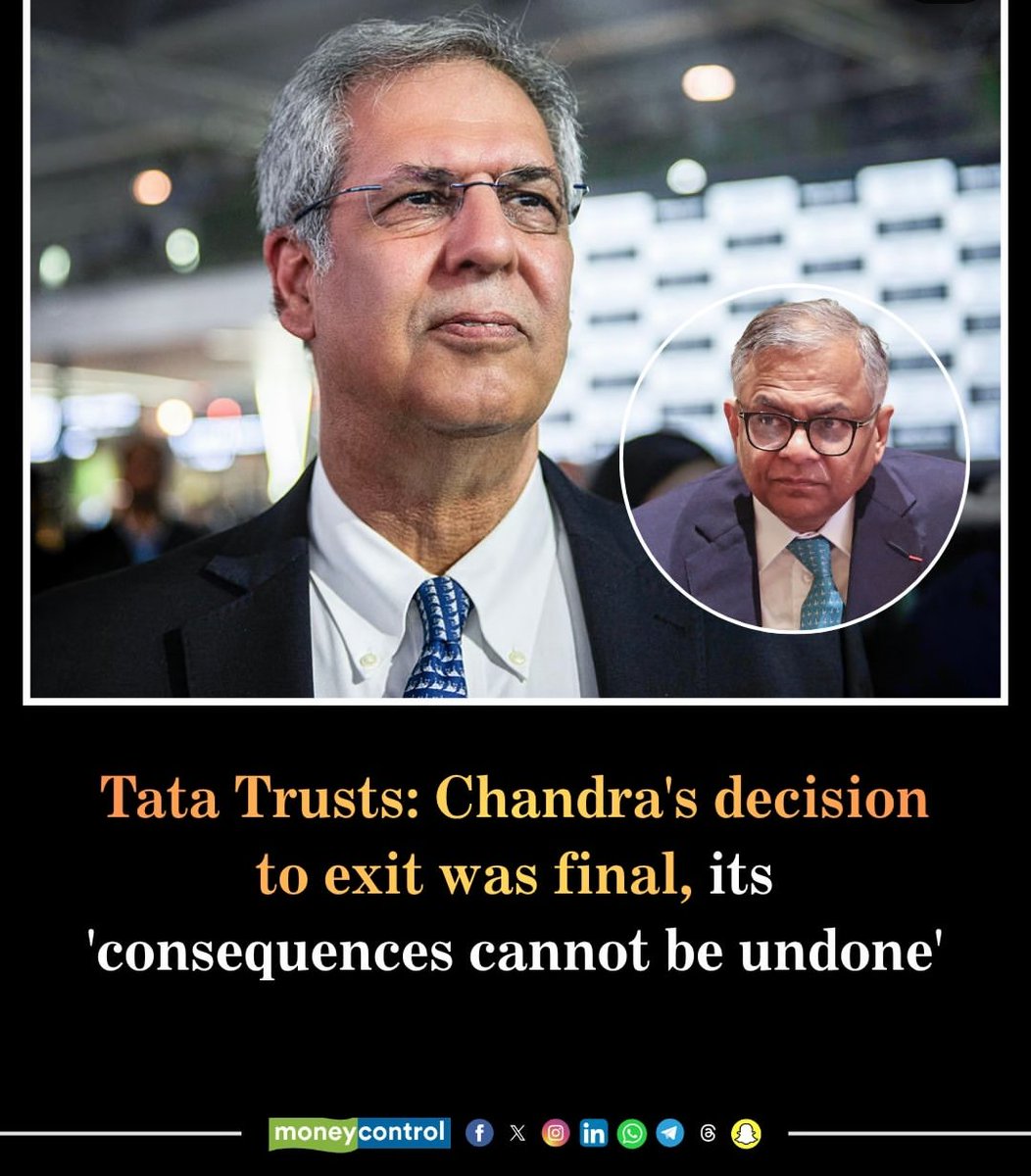 SurabhiUpadhyay's tweet photo. What an afternoon of breaking news..
Unfortunate developments at the House of Tatas.
Hope this doesn't become a Tata Sons vs Tata Trusts court battle story now...
Hope issues are resolved gracefully and amicably...
#TataSons #NChandra https://t.co/elwgeA3t6g