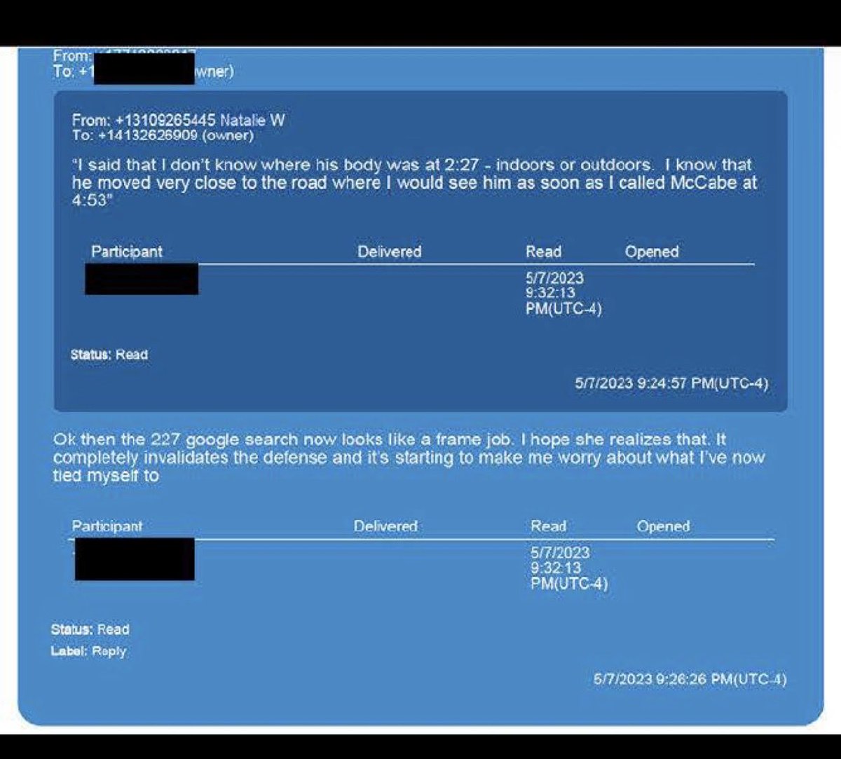 uncovered_____'s tweet photo. Does @MegynKellyShow know that Karen Read got away with murder because of turtle boy?  Here’s just a preview of a 2023 convo of TB and an intermediary (before she flipped) of them creating this storyline. 
Karen killed John in January of 2022… why’d it take a year for her to come up with this nonsense?