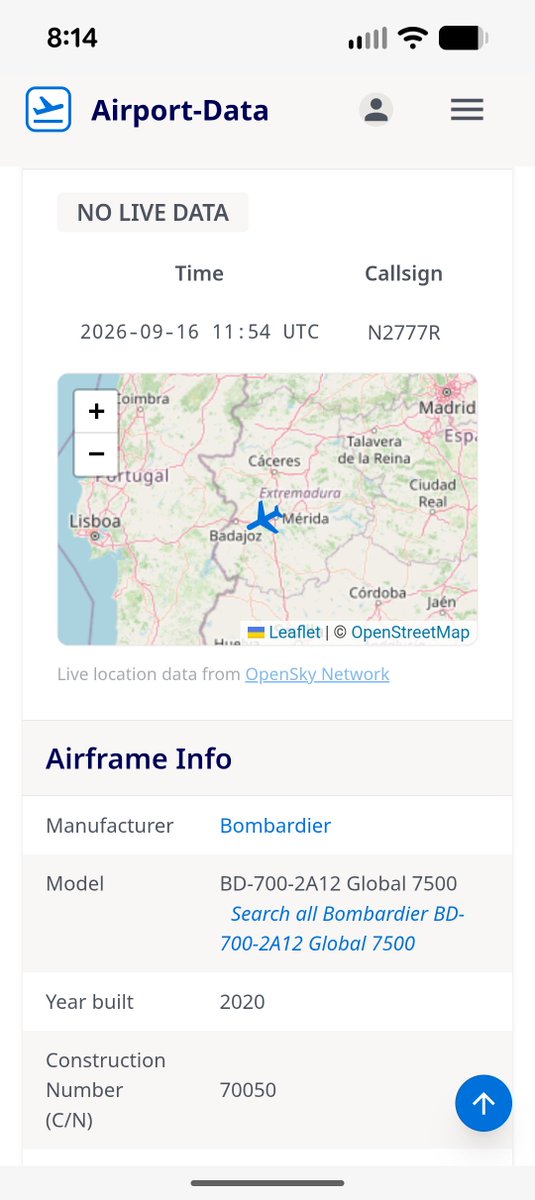 Derek7579980408's tweet photo. $iren  been tracking the Roberts brothers jet... The boys are in Spain.. https://t.co/jdhNv6HOPz