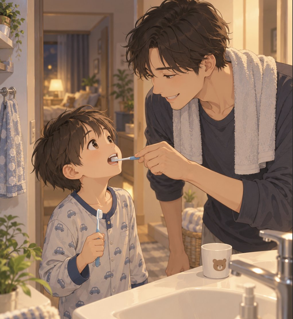 youinfo01's tweet photo. 息子８歳

ご飯食べたあといまだに
「仕上げ磨きしてー」って歯ブラシ持ってくる

もう自分で磨��る年齢だよなと思いつつ
虫歯になっちゃうのもお互い嫌だし
結局やってあげている

これ、いつまで続けるんだろう？ https://t.co/mo0ga1uPLh