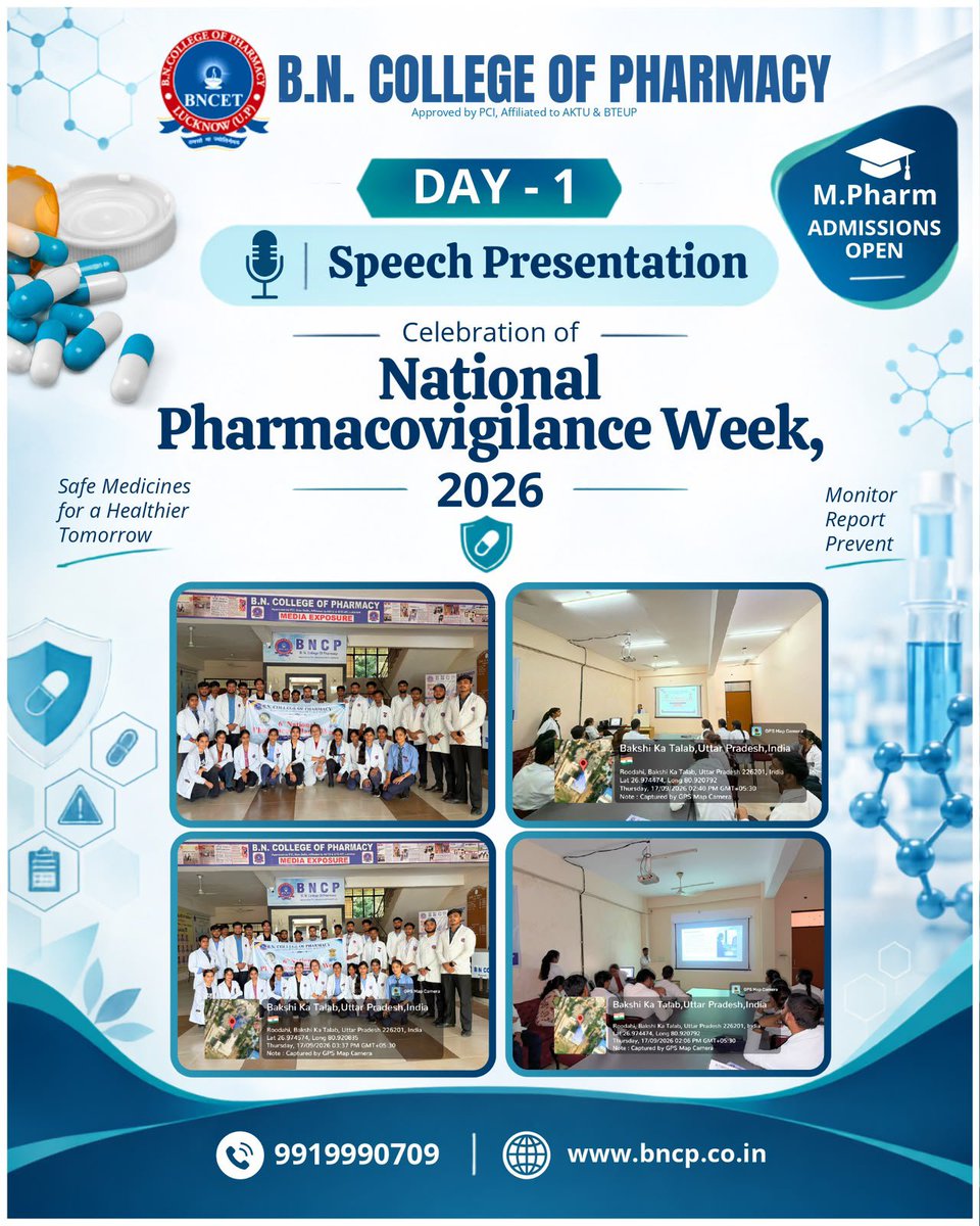 bncplucknow's tweet photo. 🧪𝗗𝗔𝗬 𝟭 𝗡𝗮𝘁𝗶𝗼𝗻𝗮𝗹 𝗣𝗵𝗮𝗿𝗺𝗮𝗰𝗼𝘃𝗶𝗴𝗶𝗹𝗮𝗻𝗰𝗲 𝗪𝗲𝗲𝗸 𝟮𝟬𝟮𝟲 💊

B.N. College of Pharmacy, Lucknow proudly marks 𝗗𝗮𝘆 𝟭 of the 𝗡𝗮𝘁𝗶𝗼𝗻𝗮𝗹 𝗣𝗵𝗮𝗿𝗺𝗮𝗰𝗼𝘃𝗶𝗴𝗶𝗹𝗮𝗻𝗰𝗲 𝗪𝗲𝗲𝗸 𝟮𝟬𝟮𝟲 with a meaningful 𝗦𝗽𝗲𝗲𝗰𝗵 𝗣𝗿𝗲𝘀𝗲𝗻𝘁𝗮𝘁𝗶𝗼𝗻. https://t.co/KIJ3NsZWR6