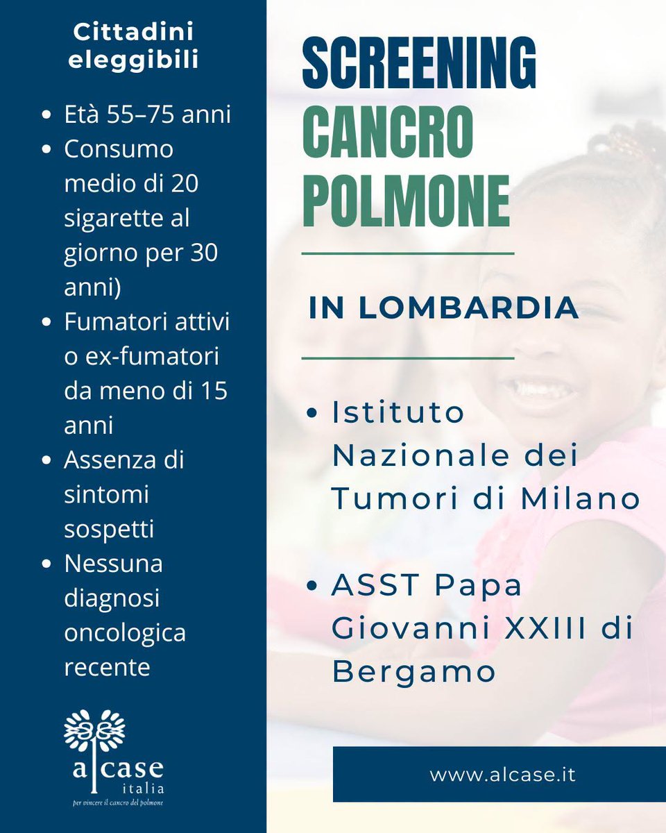 ALCASE_Italia's tweet photo. Chi può accedere a #screeningcancroalpolmone e dove
In Lombardia sono attivi due centri, tramite richiesta al link, tramite richiesta al link https://t.co/gayoWaFrp9 https://t.co/eSKhzqLu0Y