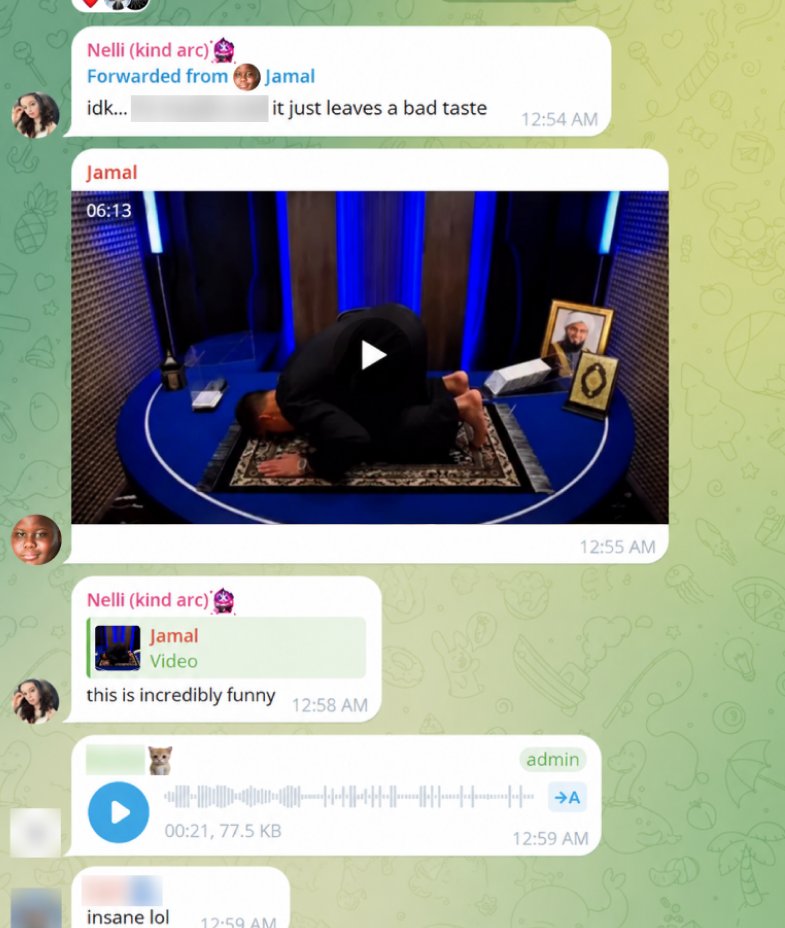 intern_jamal's tweet photo. Nelli was fired after taking credit for it. She showed no remorse towards the Muslims it affected.

I accept responsibility for making it, but to pretend it was on my own initiative is unfair.

Keep in mind, the "team member" who fired both of us is publicly devoted to Islam. The same team member who wrote Duels apology statement.