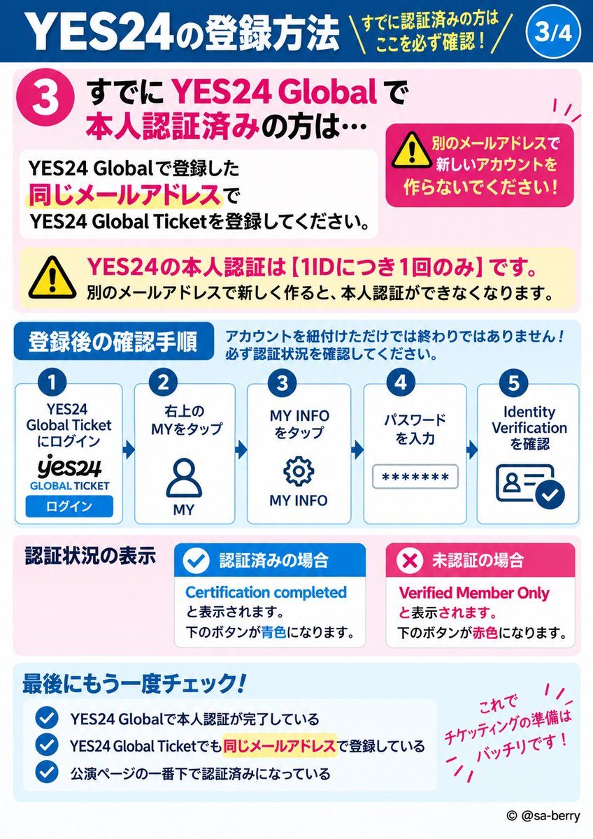 TVXQtoSASUKE's tweet photo. YES24 Global Ticketへの登録方法と、
本人認証の注意点・トラブル回避方法をまとめました。

チケッティング直前に慌てないよう、
事前に一度確認しておくことをおすすめします😊

結果はどうあれ、準備は抜かりなく！

少しでも皆さんのお役に立てれば嬉しいです
チケッティング頑張りましょう✊✨

#MAXCHANGMIN #최강창민
#TVXQ! #동방신기 #東方神起
#MAXCHANGMIN_RESONANCE
#MAXCHANGMIN_LIVETOUR