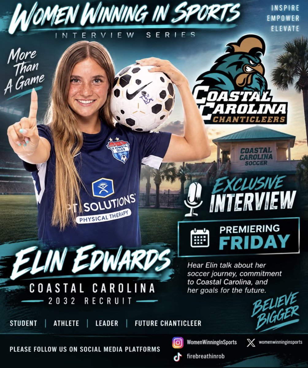 TheElinEdwards's tweet photo. Premiering tomorrow!!! So blessed to have gotten the opportunity to talk to Rob on his podcast “Women Winning In Sports”. I love his enthusiasm and support of women’s sports! Check it out tomorrow! @womansportspod @ImYouthSoccer @CoastalWSoccer @GoCCUsports https://t.co/Ax9McMiQb0