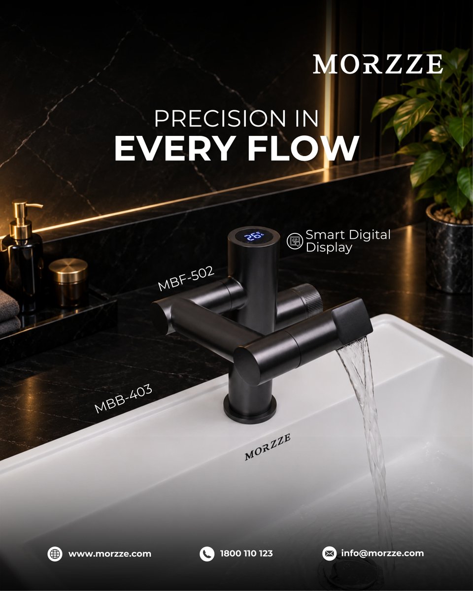 MorzzeIndia's tweet photo. Better control. Cleaner design. Smarter living.

Meet the Morzze MBF-502, paired with the MBB-403 basin a modern combination where technology and refined bathroom design come together.

#morzze #MBF502 #SmartWater #BathroomDesign #ModernLiving https://t.co/PoxUjVI4Y9
