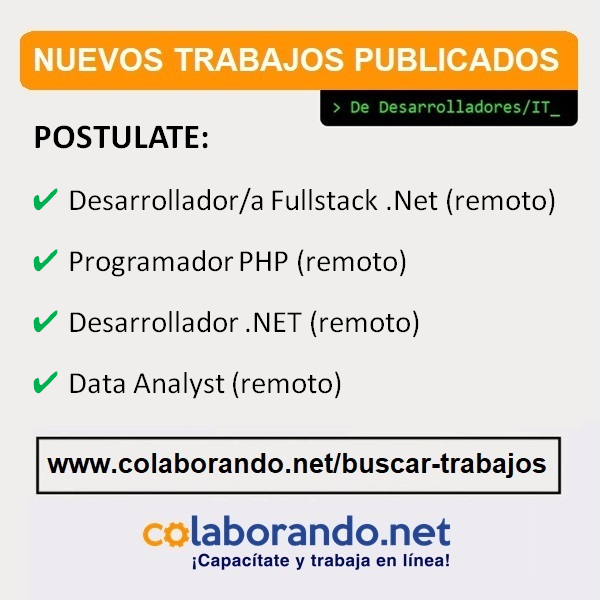 ColaborandoNet's tweet photo. NUEVAS VACANTES 📢 (Desarrolladores/IT 💻) Postúlate gratis en https://t.co/KG4sWSLpnY
Con sueldo en ARS (pesos) 👉 https://t.co/GoxM2RZ8Ug
Con sueldo en USD (dólares) 👉 https://t.co/94wGksMISR https://t.co/fbu1qqrsMh