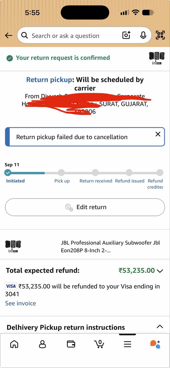 divyesh_0707's tweet photo. @AmazonHelp Amazon has cancelled my return and has not arranged the pickup, yet the app still shows the return as active. The defective product is still with me and I’m ready to hand it over. I have raised this multiple times, but Amazon is refusing to resolve it.
@amazonIN #amazon #scam https://t.co/afJwjCF4bM