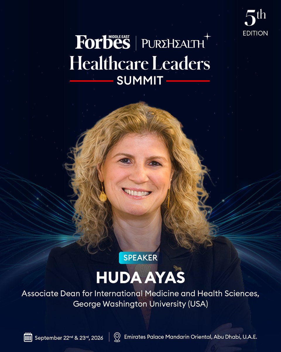 Forbes_MENA_'s tweet photo. Introducing the minds driving healthcare forward. 

Our speakers represent the full spectrum of the healthcare landscape, from precision medicine and AI to policy, community health, and next-generation technologies, bringing the insights shaping the future of care to the 5th Edition of the Forbes Middle East Healthcare Leaders Summit, held under the Patronage of H.E. Sheikh Nahyan bin Mubarak Al Nahyan, Minister of Tolerance and Coexistence, and presented by @PureHealthae , on September 22–23 at Emirates Palace Mandarin Oriental, Abu Dhabi. 

Be in the room. Register now: 
https://t.co/fHxJlvOOoC

@hacking_aging