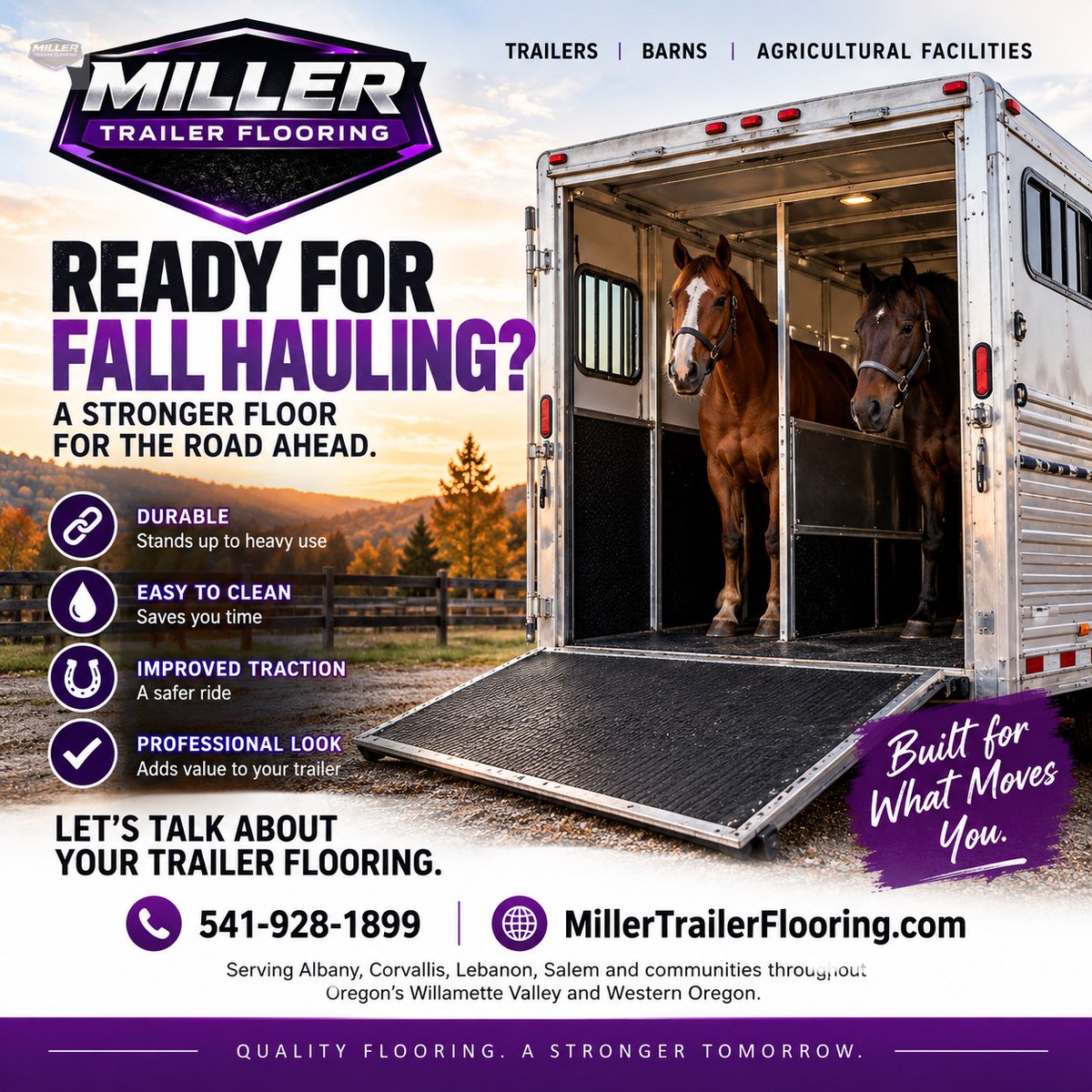 MillerTrlFloor's tweet photo. Fall hauling is here. Upgrade worn horse or livestock trailer flooring with WERM installation in Western Oregon. https://t.co/EyTuoOwIP2 https://t.co/AAuqo1wB6u