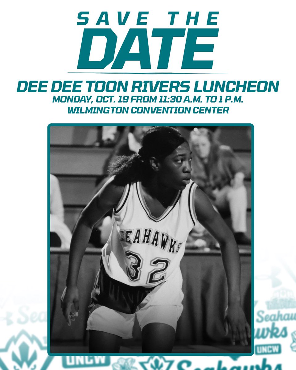 uncwwbb's tweet photo. The second annual Dee Dee Toon Rivers Luncheon Rivers luncheon returns to Wilmington🌊💙

Save the date and join us in honoring the life and legacy of a Seahawk legend using the link below ⬇️ 

https://t.co/GOBtbb0Ci2 https://t.co/WOnxMYGNuv