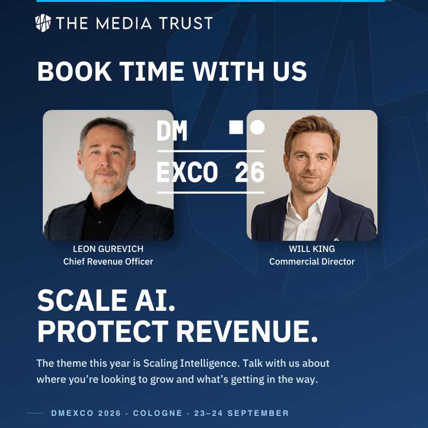 TheMediaTrust's tweet photo. Heading to DMEXCO 2026? Connect with Leon Gurevich and Will King to discuss your advertising security priorities. 

Reserve time on our calendars: https://t.co/0yf83lZrEr https://t.co/HAQoRZ4Ozb