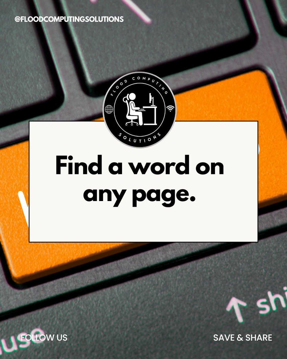 FloodComputing's tweet photo. Looking through a long webpage or document? Press Ctrl + F on Windows or Command + F on Mac, then type the word or phrase you need.

#ComputerShortcut #ProductivityHack #OrangeCountyBusiness #SmallBusinessTips #TechTips https://t.co/GvMXZLqfI9