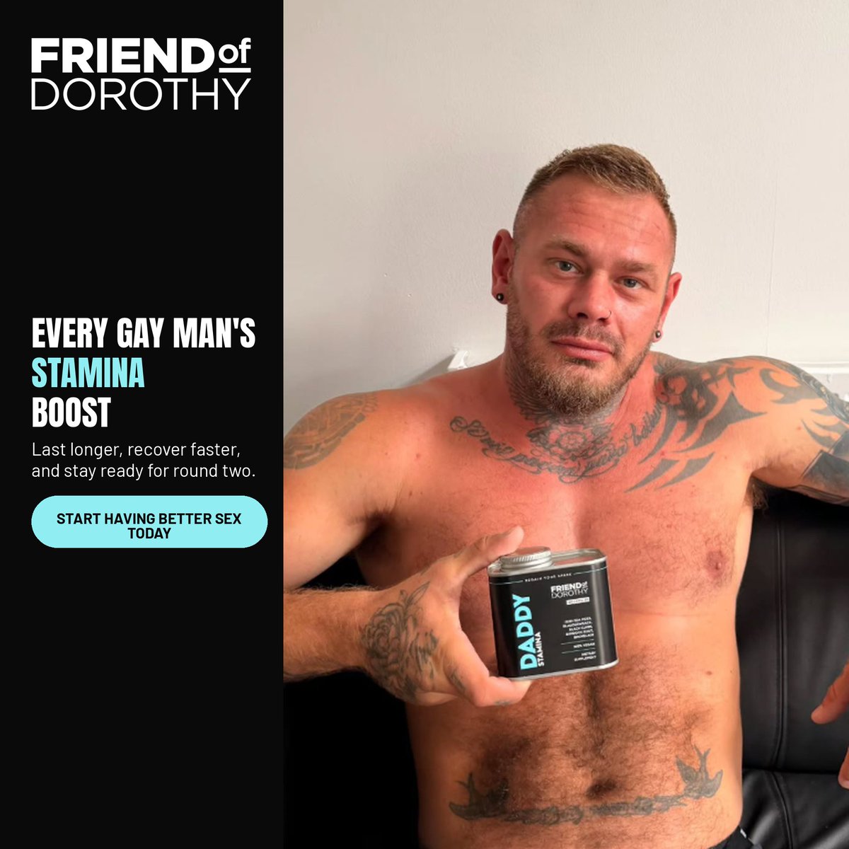friend_dorothy1's tweet photo. Every gay man deserves a stamina upgrade. Last longer, recover faster, and stay ready for round two. 🔥💪#FriendOfDorothy #GayMen #DaddyStamina #GayWellness #MensHealth #LGBTQ #GaySupplements #SexualHealth #StaminaBoost #GayCommunity #PrideProducts #IntimateHealth https://t.co/QBCS1vWeyI