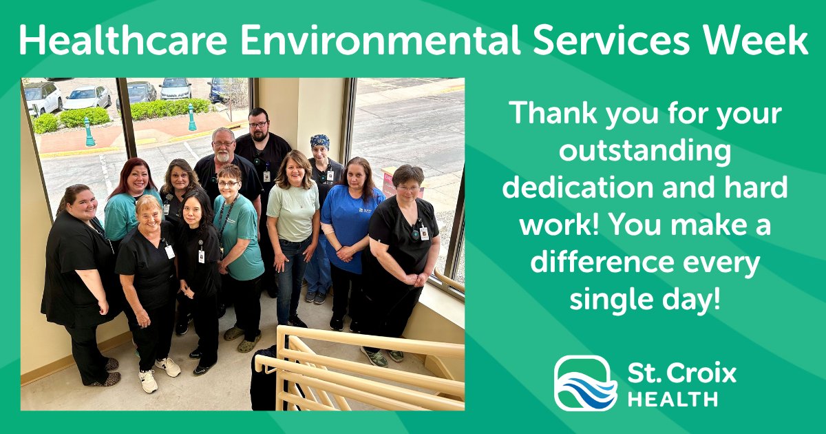 SaintCroixHlth's tweet photo. We're celebrating Healthcare Environmental Services Week!
We're so proud of our dedicated and hard working EVS team members! They truly make a difference every day!
#EVSWeek #Spotless https://t.co/cIG7NqB4TN