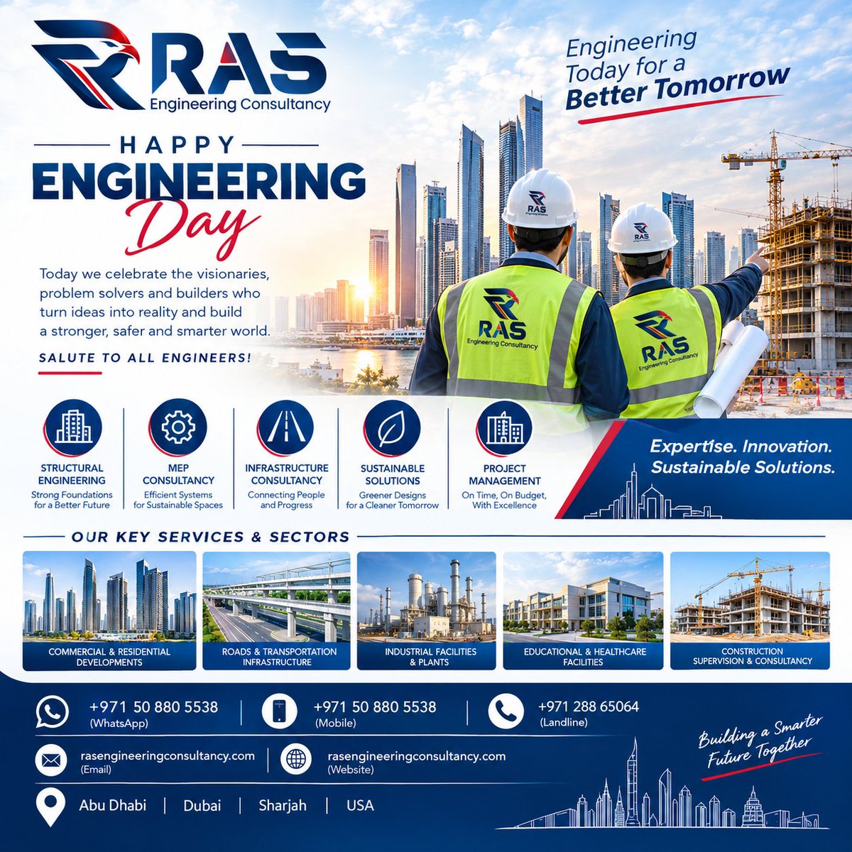 RasEngineeringC's tweet photo. 📞 WhatsApp / Mobile: +971 50 880 5538
☎️ Landline: +971 2 886 5064
📧 Email:  https://t.co/UxpIHuWBfu
🌐 Website: https://t.co/UxpIHuWBfu
📍 Abu Dhabi | Dubai | Sharjah | USA

#HappyEngineeringDay #EngineeringDay #RASEngineeringConsultancy#UAE #AbuDhabi #Dubai #Sharjah #USA https://t.co/anLSB1ct5X