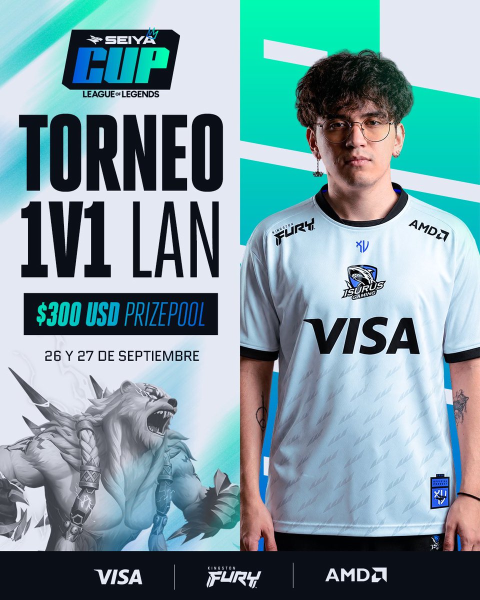 teamisurus's tweet photo. ¡TORNEO DE LOL 1V1 PARA LAN! 🔥
Llega una nueva edición de la @Seiyalol Cup 1v1 este 26 y 27 de septiembre, con U$300 de Prize Pool.
INSCRIBETE 👉 https://t.co/rnhyDNLMng
#GoISG 🦈 #BeTheShark https://t.co/baBNTyKPhU