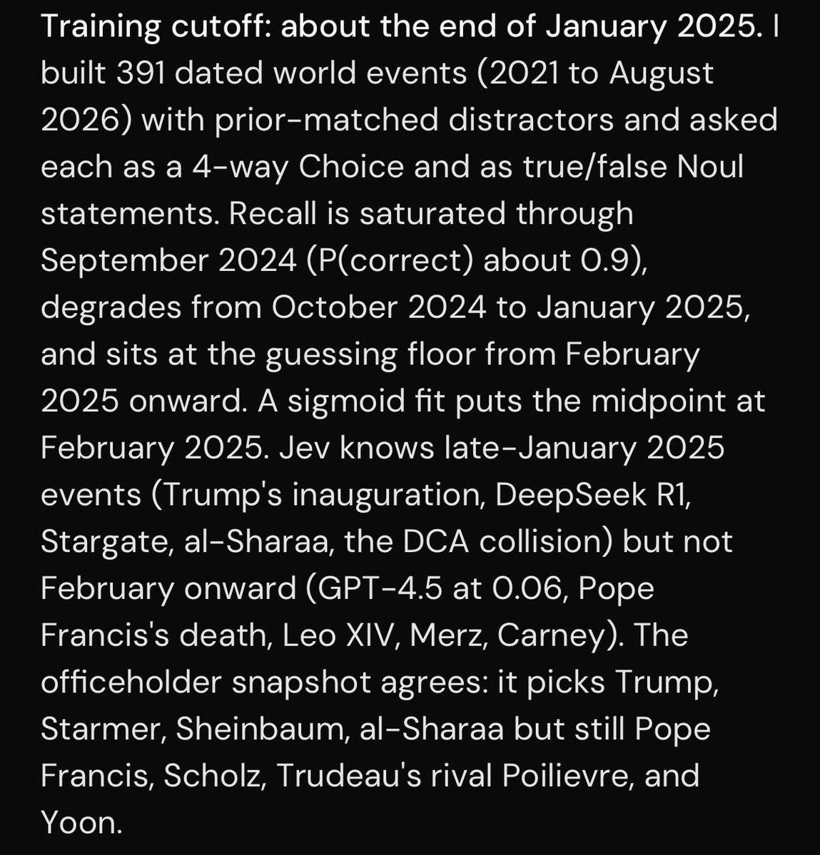 drewpb123's tweet photo. I had Claude test Jev’s knowledge cutoff. It’s January 2025.

I’d imagine @typesafeai has Jev 2 cooking. https://t.co/ygeatutX7j