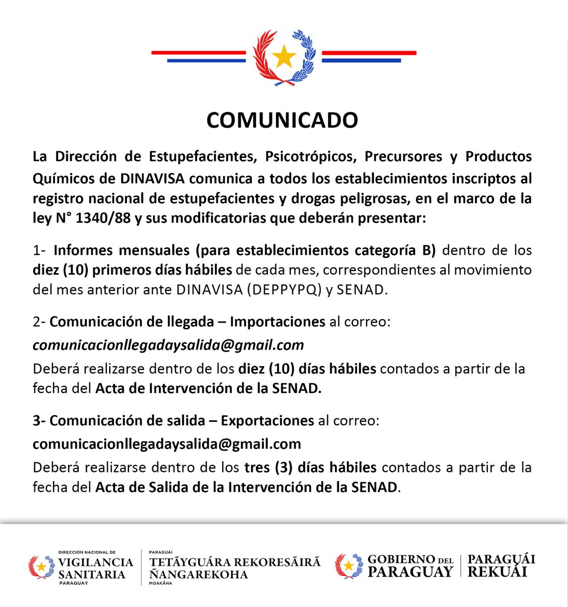 DINAVISApy's tweet photo. A la atención de usuarios y público en general de #DINAVISApy. https://t.co/G5aUA6E09d