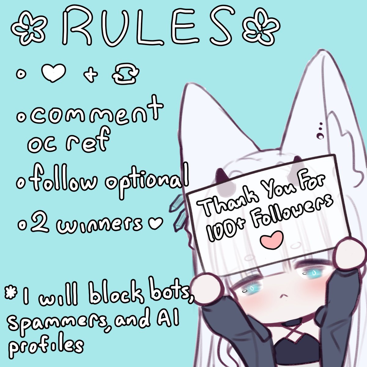 Mijiikuu's tweet photo. It's raffle time🩵Thank you for 100+ followers
2 winners will get a skeb chibi

-like and RT 
-comment your OC ref
-follow optional

Ends in 48 hours
Good luck! #FreeArt #ArtRaffle #ArtGiveaway https://t.co/sMhc9XD0Ut