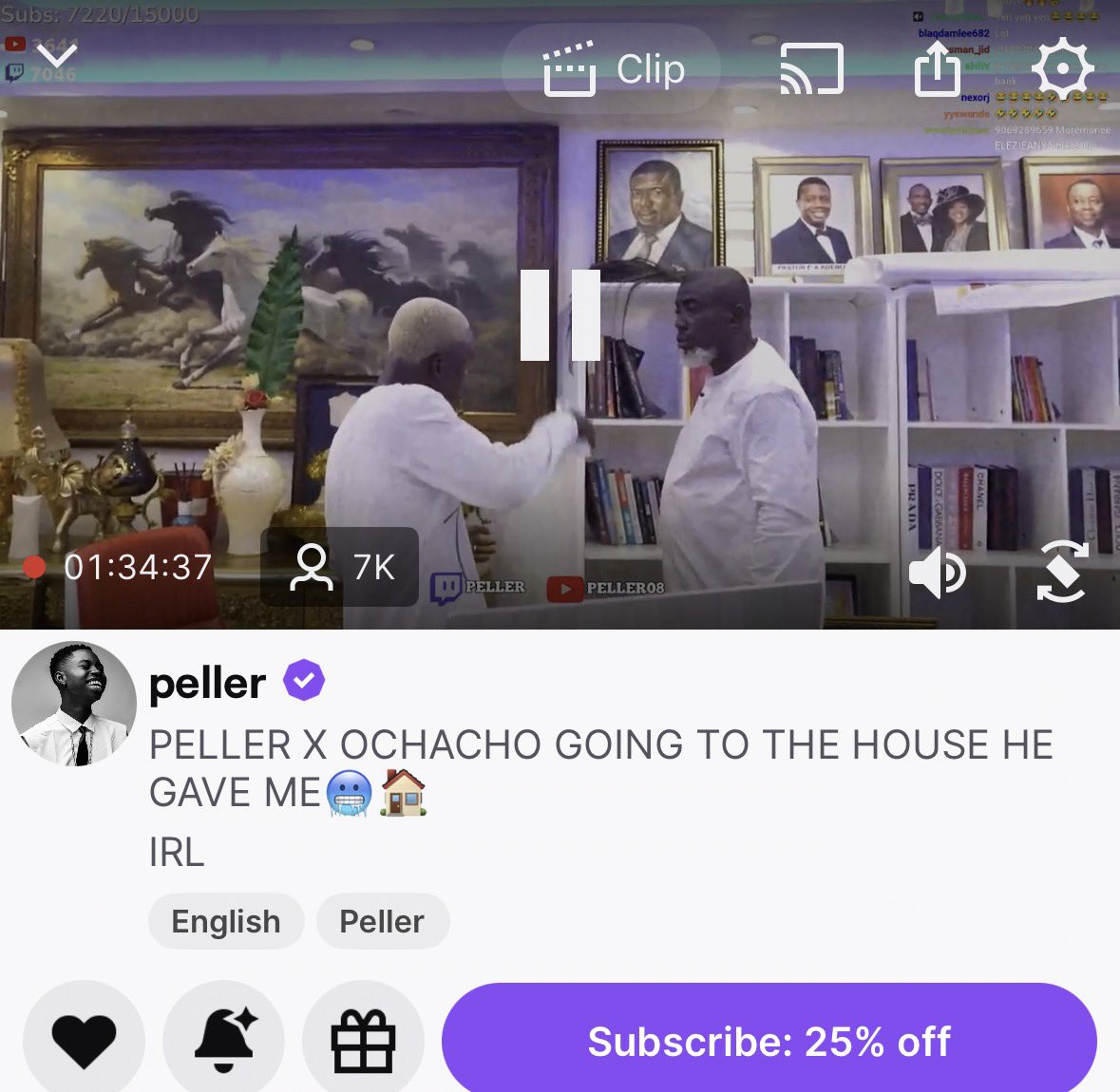 daveclip_s's tweet photo. Peller currently has 7k active viewers on twitch in his stream with Ochacho🥶🔥 https://t.co/xhGODODikx