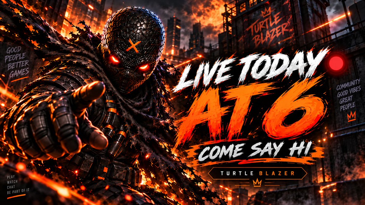 Turtle_Blazer's tweet photo. 🔴 LIVE TODAY AT 6 PM ET

Come hang out, say hi, and enjoy the chaos. 🎮🔥

Watch live:
Twitch: https://t.co/dDJ2HvR8wg
YouTube: https://t.co/U42bzGJGAL
Rumble: https://t.co/25ote6bdVJ
X: @Turtle_Blazer

#TurtleBlazer #LiveStream #Gaming https://t.co/rSgQaWcbS2