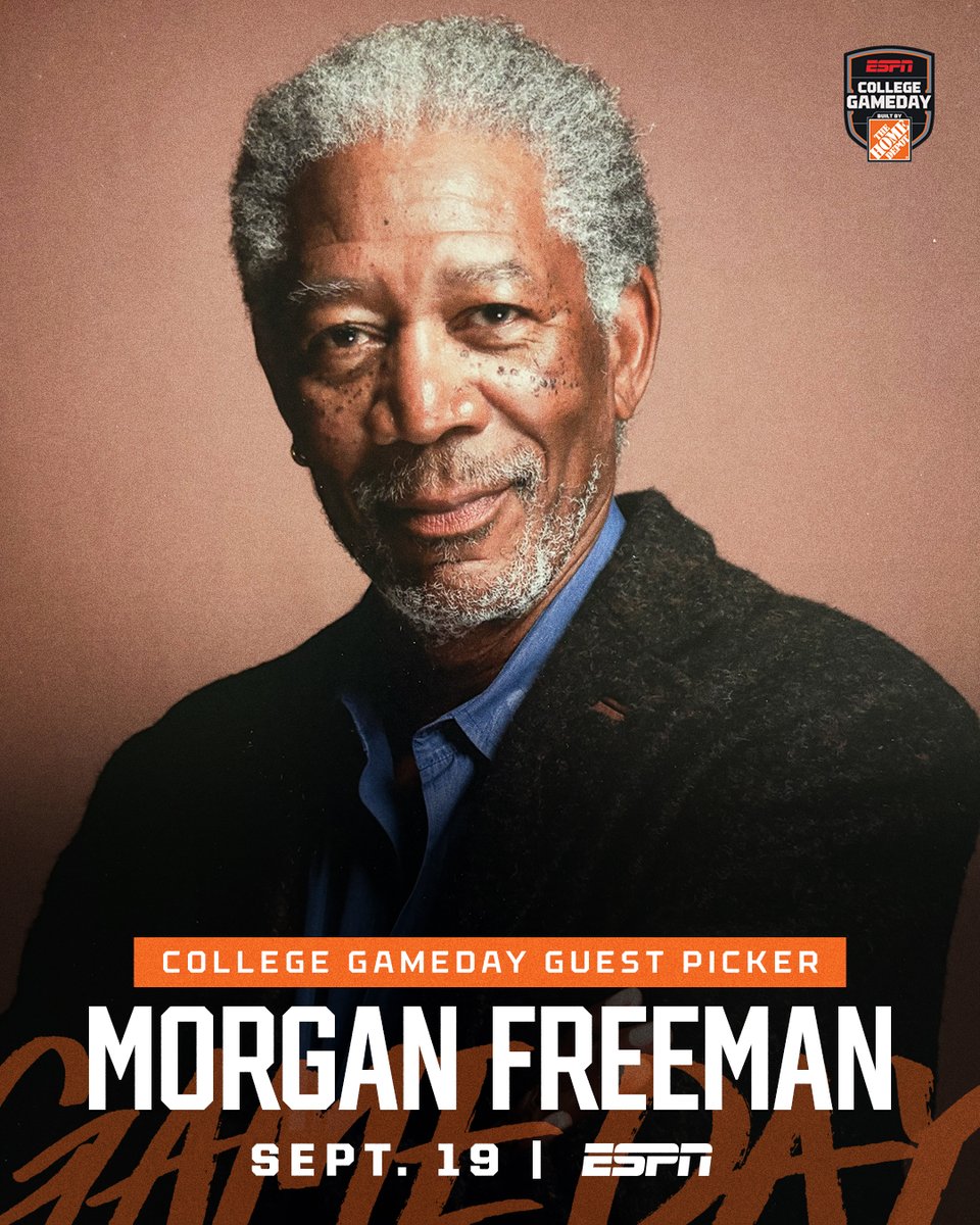CollegeGameDay's tweet photo. Morgan Freeman, College GameDay Celebrity Guest Picker 🙂‍↕️

Saturday can't get here soon enough! https://t.co/iODQu3MhaL