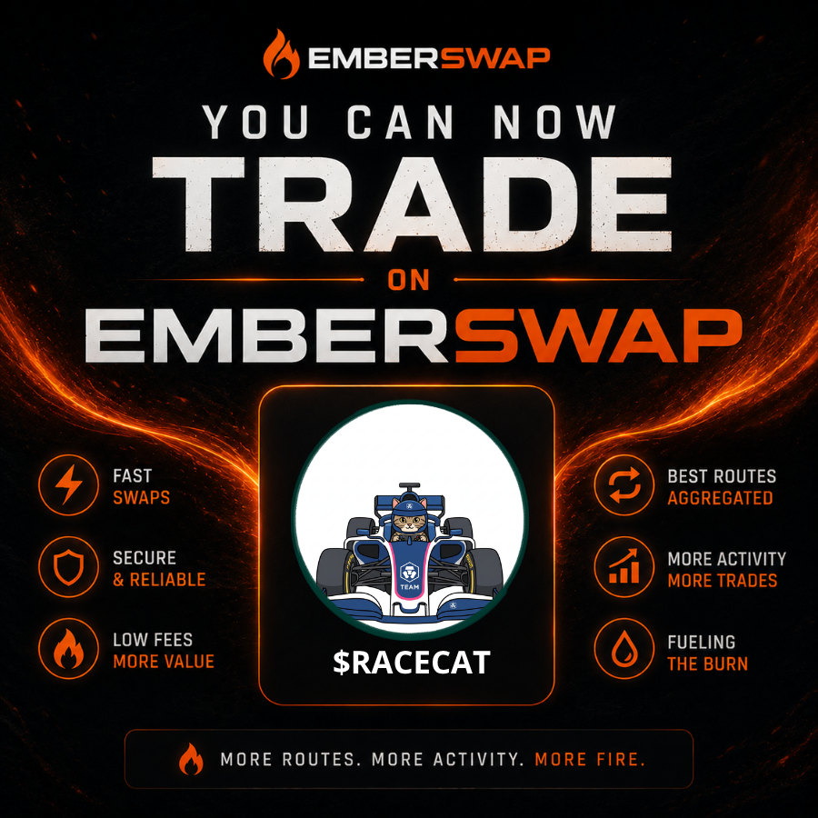 Ember_CRO's tweet photo. 🔥 $RACECAT is now live on EmberSwap.  Still in it's bonding progress on @UltApp

$RACECAT can now be traded directly through the Ember terminal on @CronosNetwork.
https://t.co/78nw73tX8s https://t.co/NpF7ofl2WR