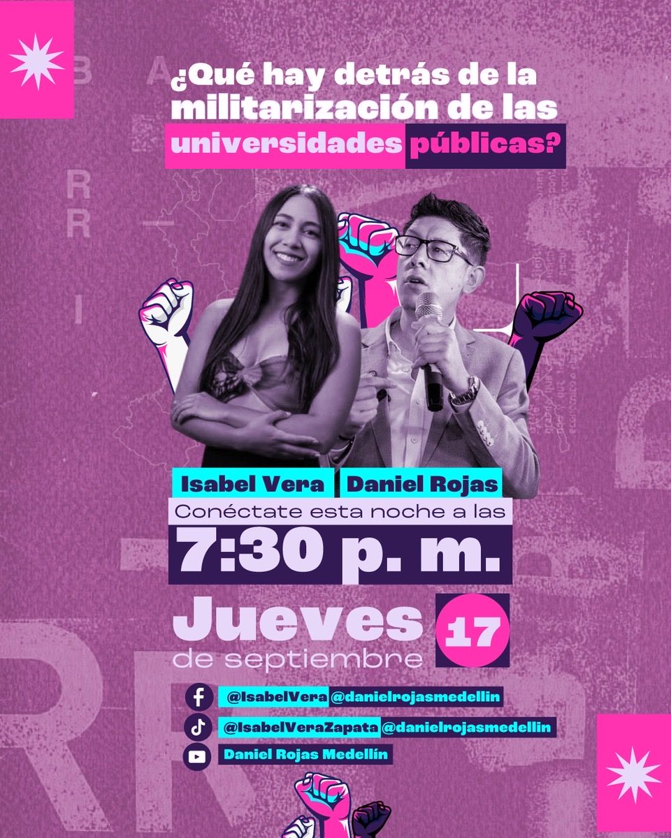 DanielRMed's tweet photo. Hay toda una estrategia orquestada contra la juventud colombiana que hemos descubierto indagando el presupuesto general de la nación y que queremos compartir con Uds. Por lo menos 6 golpes letales a la educación pública y la amenaza con usar la fuerza pública es una anticipación. 

Esta noche junto a la representante @IsabelVeraPacto les estaremos contando de qué se trata