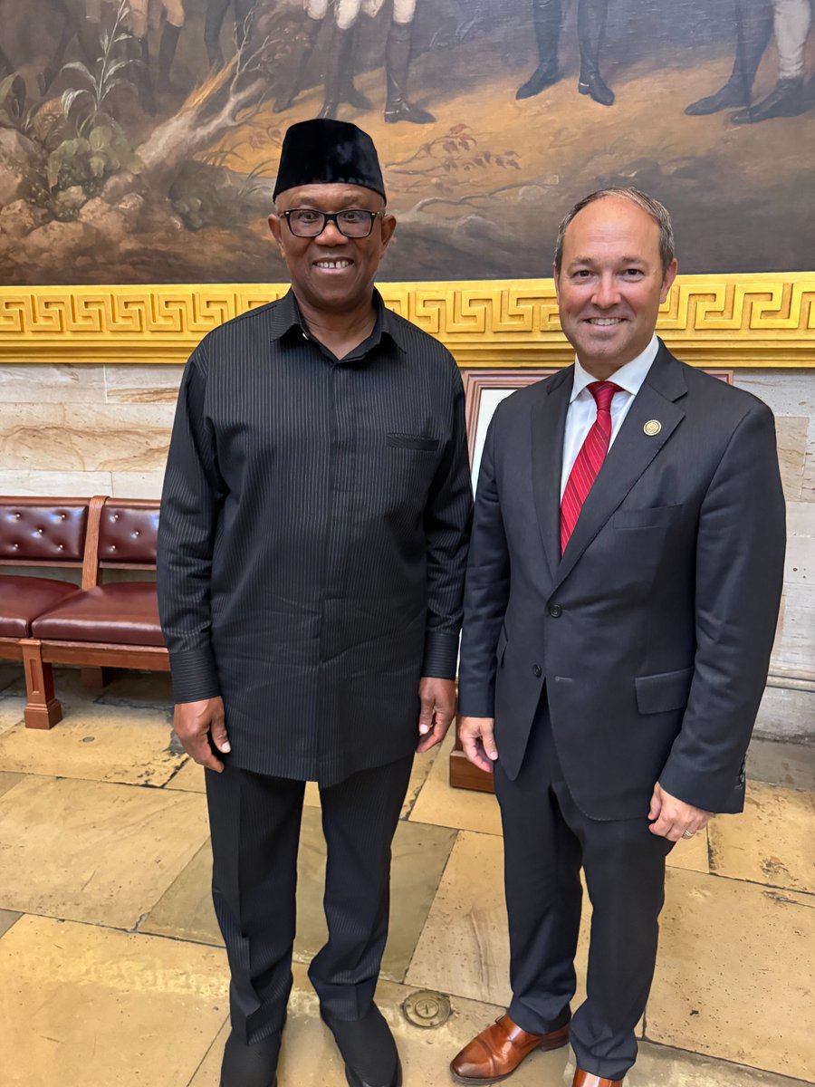 RepStutzman's tweet photo. It was an honor to meet with Nigerian presidential candidate @PeterObi this week.

His vision for a better Nigeria was truly inspiring. https://t.co/qteemSFsKN