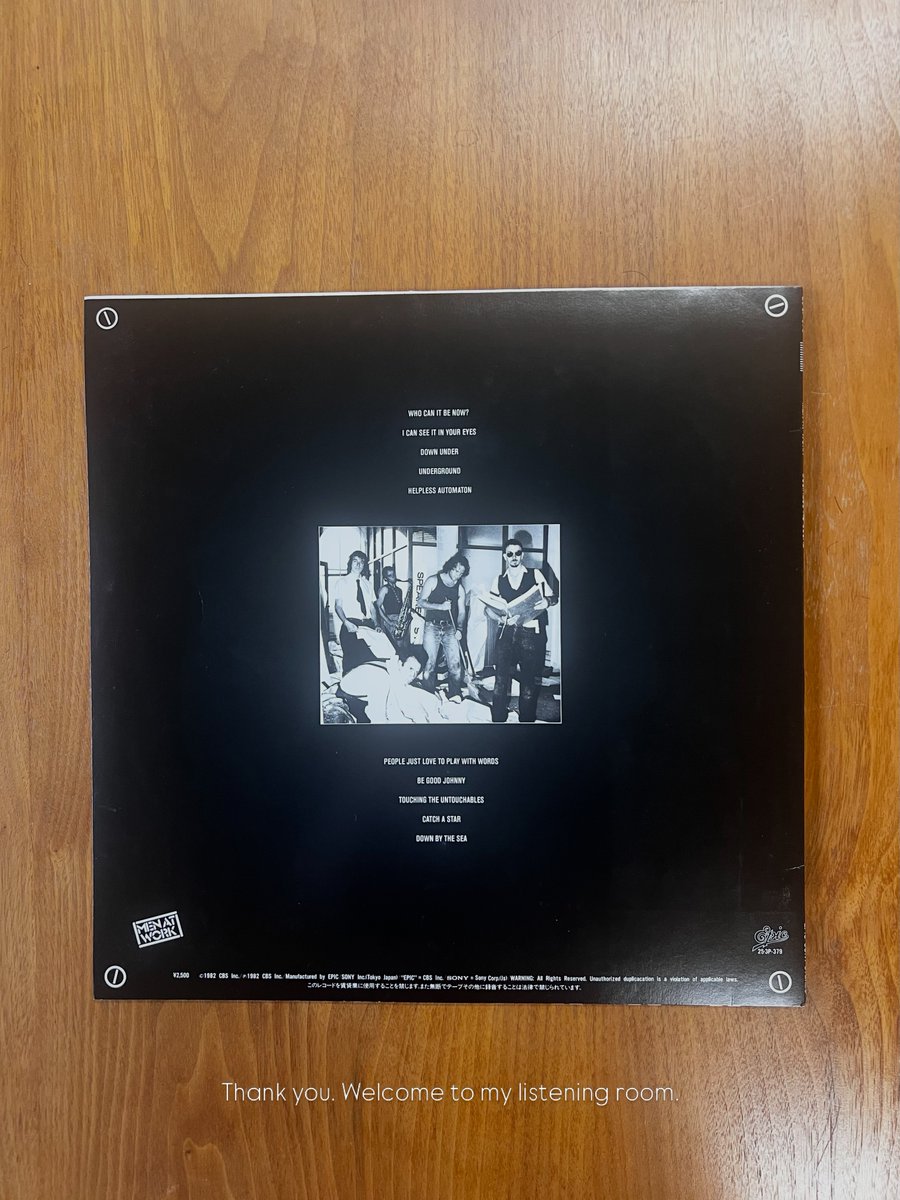 HedyReary's tweet photo. Thank you. Welcome to my listening room. Down Under — Men at Work, Business as Usual (1981). https://t.co/lZU6miENnq