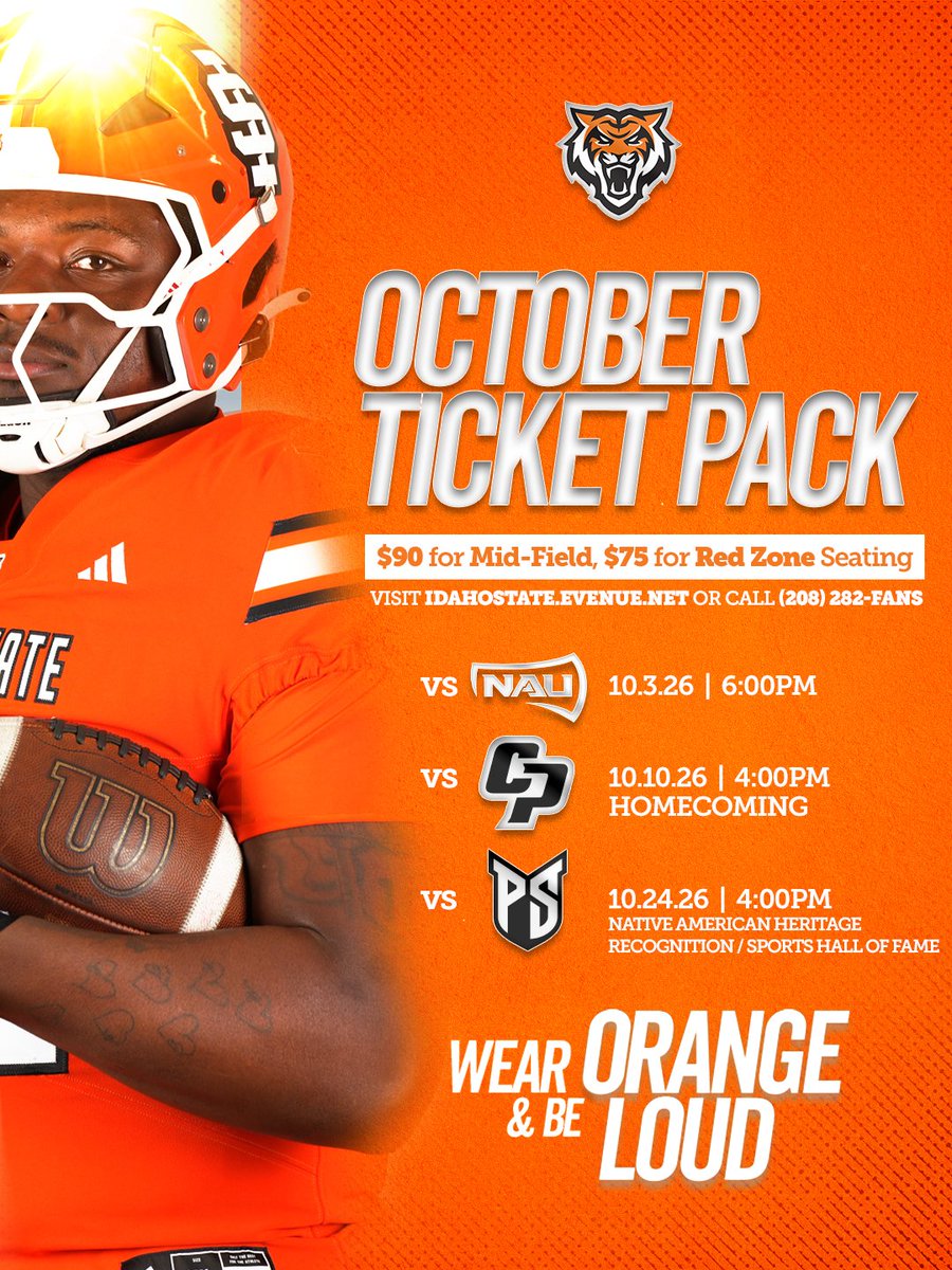BengalGridiron's tweet photo. ๐๐๐ ๐๐๐๐ ๐๐๐พ๐๐๐๐!
Did you miss the opportunity to buy season tickets but want to catch the Bengals in action? Purchase an exclusive ticket pack today by calling the ICCU Dome Ticket Office at 208-282-3267.
#RoarTogether https://t.co/Ab1QBudMGA