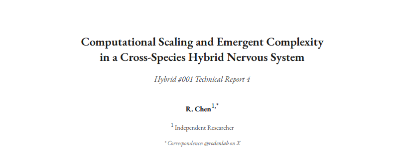 rodenlab's tweet photo. Computational Scaling and Emergent Complexity in a Cross-Species Hybrid Nervous System:

https://t.co/9p9R7O6ukz https://t.co/ITRVys4Ss1