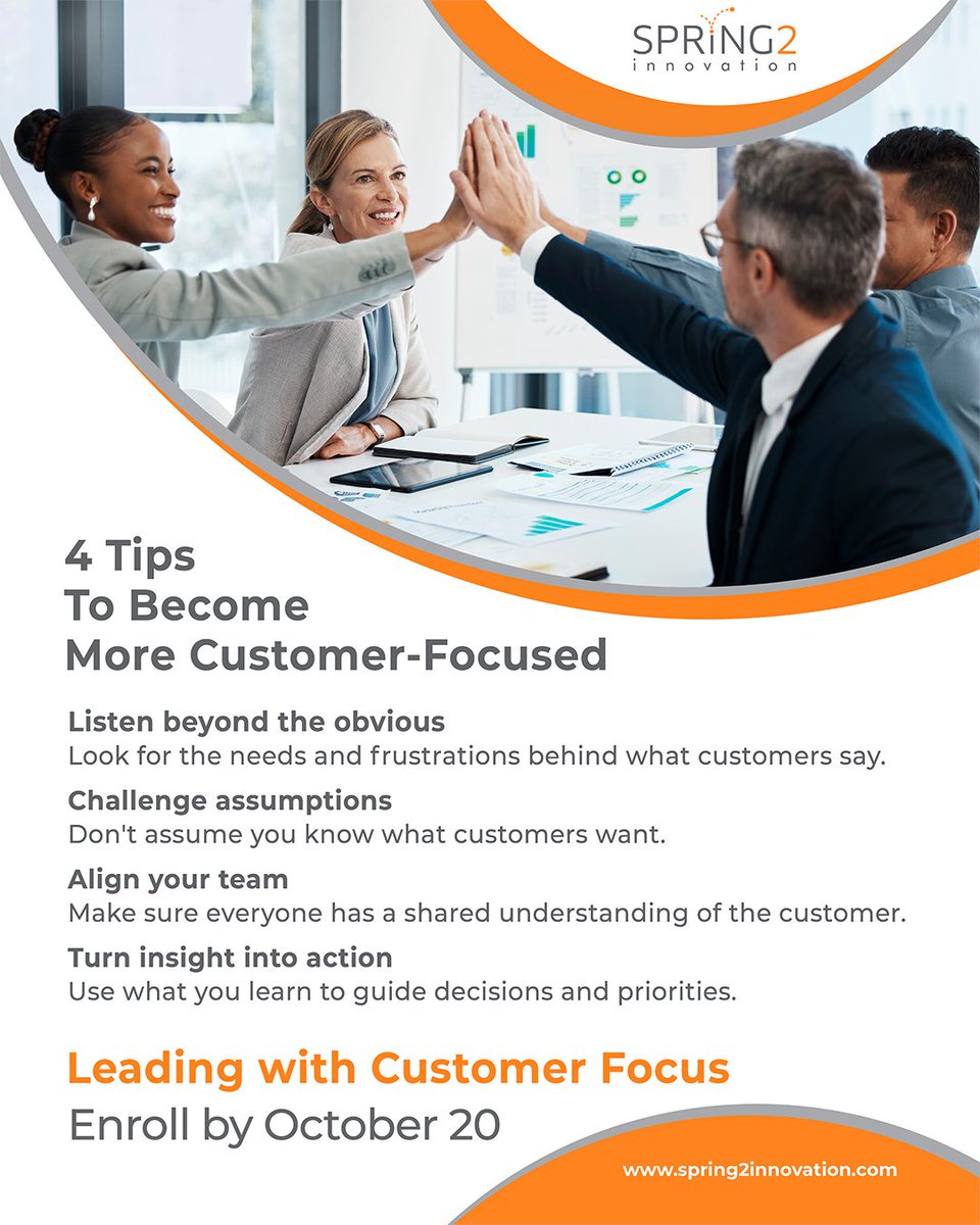 Spring2Inno's tweet photo. 🎯 Being customer-focused is more than listening to customers. It’s about what you do with what you learn.

Ready to put the customer at the centre of your decisions—https://t.co/vuXXWCxiHv

#Spring2Innovation #CustomerExperience #CustomerFocus #HumanCenteredDesign https://t.co/6NA2dJLsfq