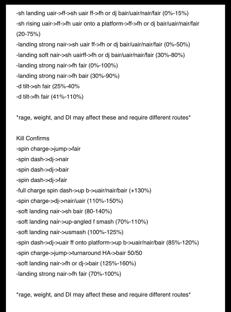 UltimateSonix's tweet photo. As promised, here’s the Sonic combo list

These are the essentials for Sonic combo routes, dominating these allow for more complex and advanced combos. Enjoy! https://t.co/V0U5apYFRN