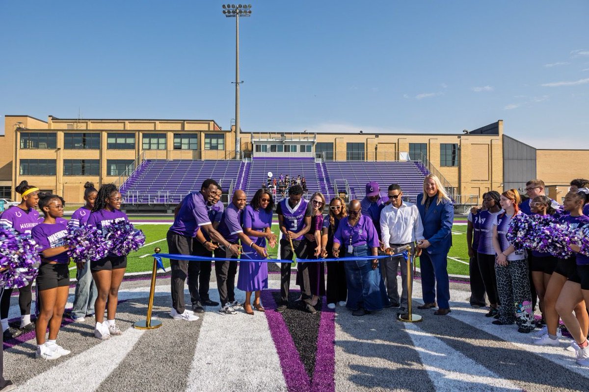 IPSSchools's tweet photo. ✂️ Cutting the ribbon on a brand new era for @gwcontinentals! @ipsathletics

Today, IPS officially cut the ribbon on renovated athletic facilities:
🏃 A newly resurfaced track
🏈 An upgraded artificial turf field for football, soccer, and girls’ flag football
🏟️ A new 650-seat grandstand, press box, upgraded sound system, and improved walkways

#IndianapolisPublicSchools #Indianapolis #TeamIPS #IPSProud