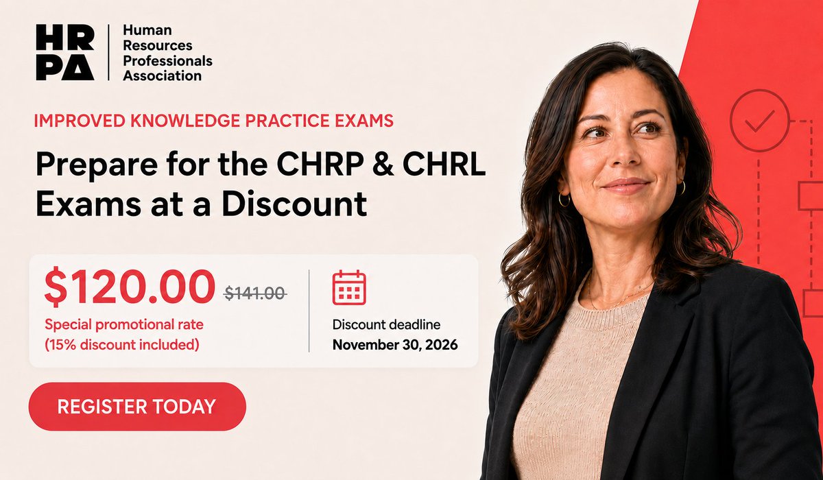 HRPA's tweet photo. Passing the CHRP or CHRL Knowledge Exam is a career milestone. One way to prepare is by practicing on the same platform before the big day.

✨ And that's what you get with the knowledge practice exams!

⌛ 15% discount (included in price) ends Nov 30
👉🏼 https://t.co/o9E78elbTA https://t.co/otAyFBMqjk