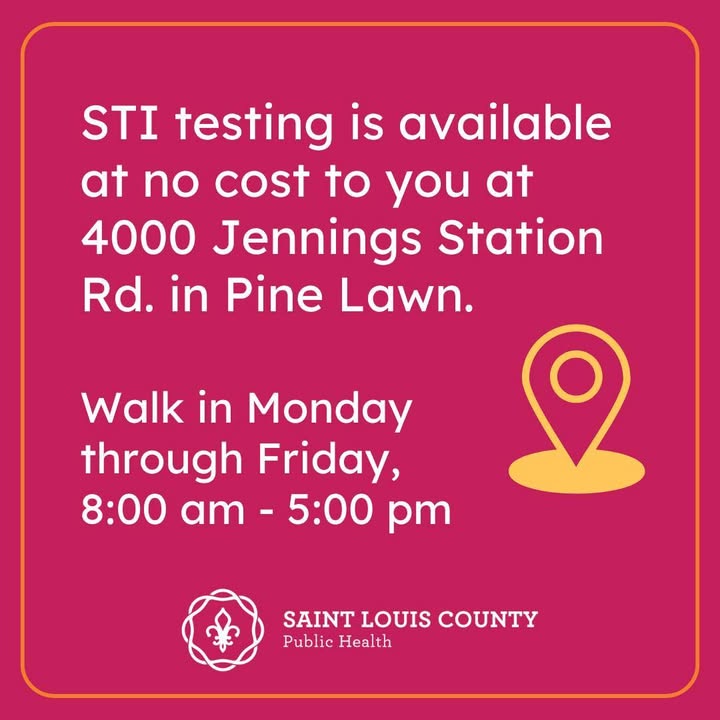 StLCountyDOH's tweet photo. Do you know your STI status? The Saint Louis County Sexual Health Clinic offers walk-in STI prevention, testing, and treatment to all, with no out-of-pocket costs. 

Learn more: https://t.co/cIWkGEYnEC https://t.co/H9jXq598us