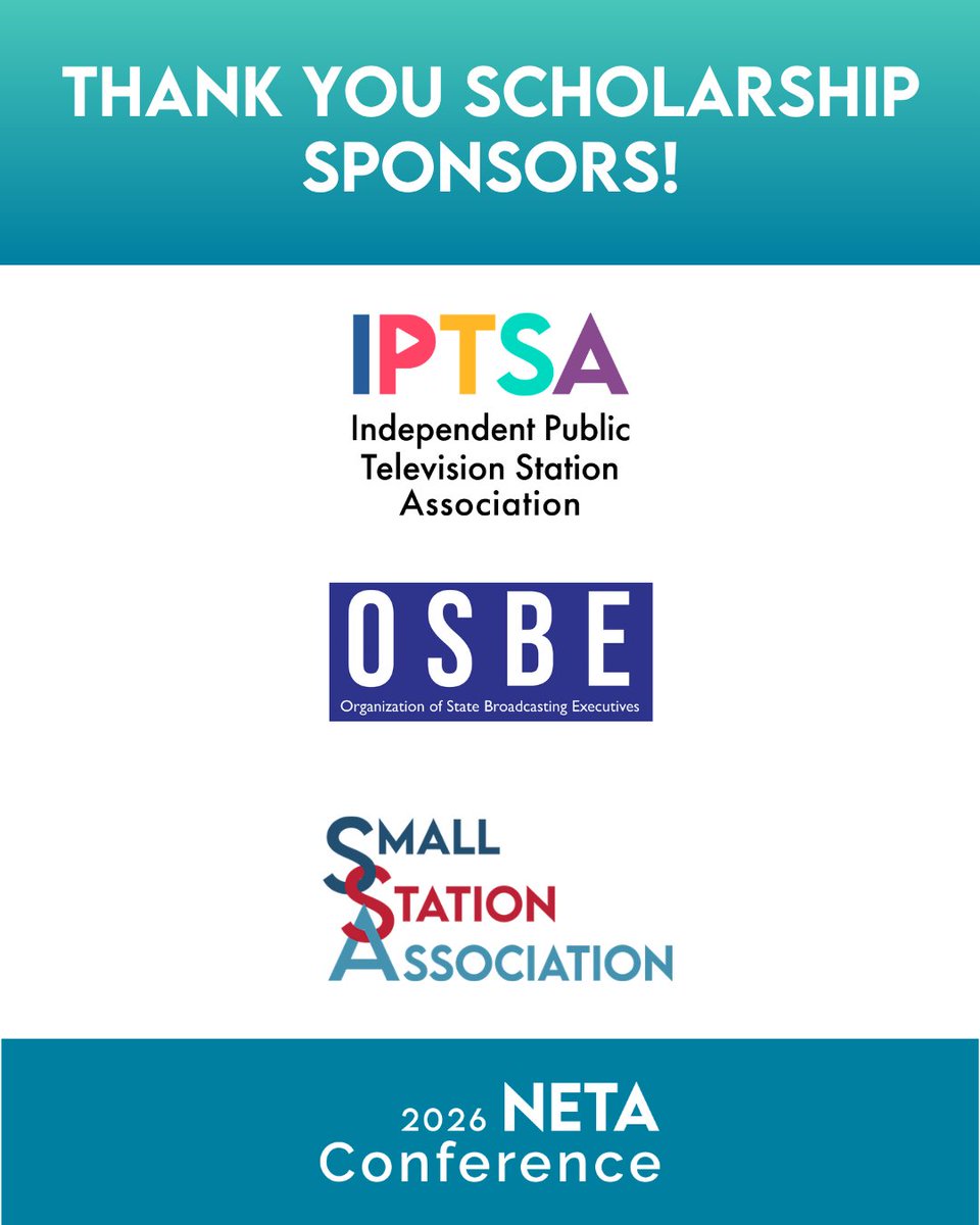 NETA_Tweets's tweet photo. One last shout out to all our #NETAconference sponsors! Without them, there is no conference. Thank you for all your support! 
@pmbaonline
#PubMediaEducates https://t.co/s3jFdwZECL
